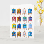 12枚のイーゼルのミニ絵画 カード (黄色い花)