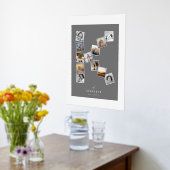 12枚のスナップ写真コラージュ 家族の名前 モノグラム K 箔ポスター (レイダウン (キッチン))