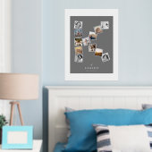 12枚のスナップ写真コラージュ 家族の名前 モノグラム K 箔ポスター (インサイチュ (寝室))