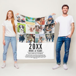 12枚のフォトコラージュ ファミリー 1年を振り返る モダン フリースブランケット