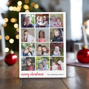 12枚の写真で作るシンプルなクリスマスギンガムチェックデザイン シーズンカード