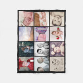 12枚の写真のコラージュパーソナライズされた フリースブランケット (正面)