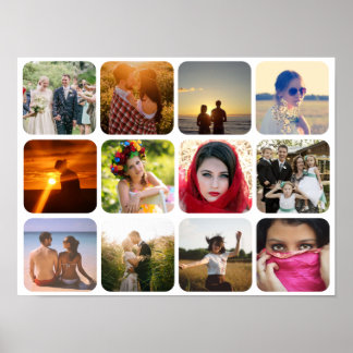 12枚の写真の白い背景のポスターをアップロード ポスター