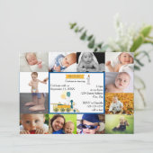 12枚の写真の誕生日列車 青 - 誕生日招待状 招待状 (スタンド正面)