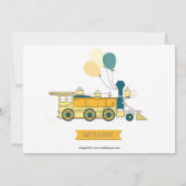 12枚の写真の誕生日列車 青 - 誕生日招待状 招待状 (裏面)