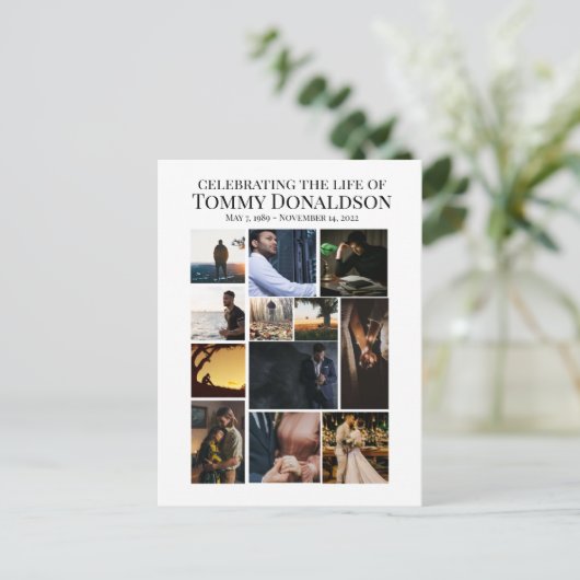 12枚の写真を使ったコラージュ葬儀 ポストカード (スタンド正面)