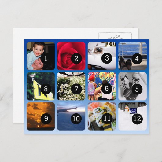 12枚の写真を郵送する ポストカード (正面/裏面)