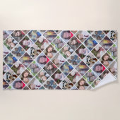 12枚の写真カスタムでフォトコラージュを作成する ビーチタオル (正面)