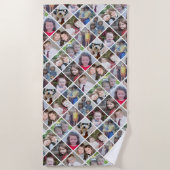 12枚の写真カスタムでフォトコラージュを作成する ビーチタオル (正面)