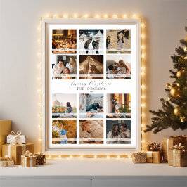 12枚の写真コラージュカレンダー ホリデー クリスマス ポスター