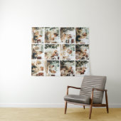 12枚の写真コラージュ家族の写真 タペストリー (インサイチュ(横))