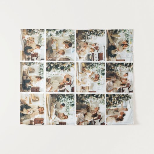 12枚の写真コラージュ家族の写真 タペストリー (正面(横))