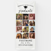 12枚の写真コラージュ 卒業式 現代的 ミニマル 白 横断幕 (縦)