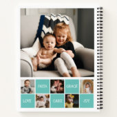 12枚の写真コラージュ　心に響く言葉　家族の日記 ノートブック (裏面)