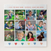 12枚の写真コラージュLOVE for MOM redスクリプト ジグソーパズル (縦)