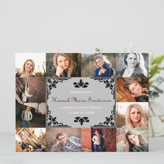 12枚の写真卒業校6x8 Grad発表 招待状 (スタンド正面)