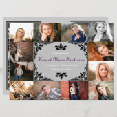 12枚の写真卒業校6x8 Grad発表 招待状 (正面/裏面)