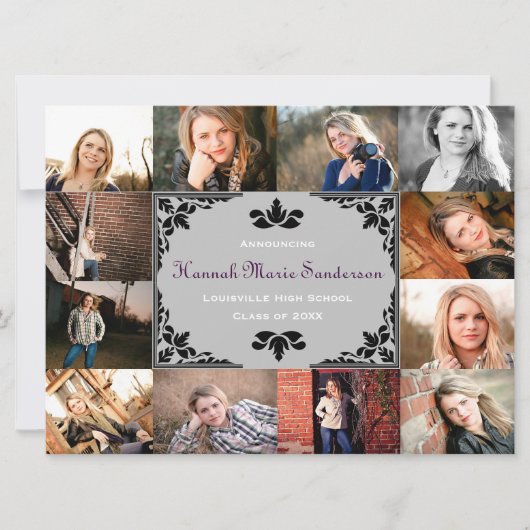 12枚の写真卒業校6x8 Grad発表 招待状 (正面)