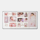 12枚の写真引用文家族の名前ホワイト デスクマット (正面)