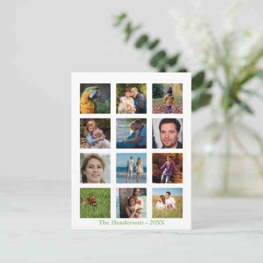 12枚の写真 家族の写真 ✨ コラージュ オーダーメイド ポストカード (スタンド正面)