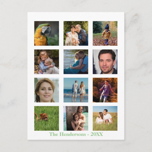 12枚の写真 家族の写真 ✨ コラージュ オーダーメイド ポストカード (正面)