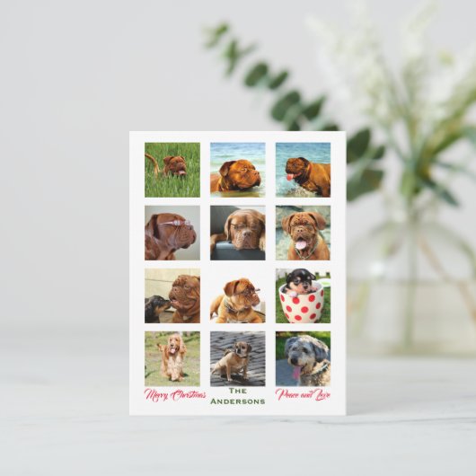 12枚の写真 家族の写真 ✨ コラージュ クリスマス ポストカード (スタンド正面)