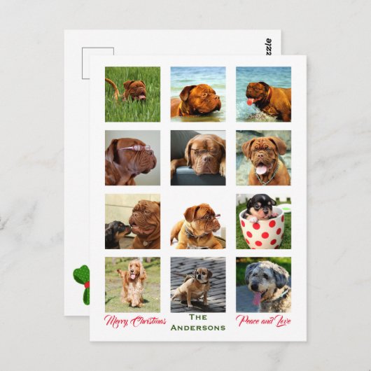 12枚の写真 家族の写真 ✨ コラージュ クリスマス ポストカード (正面/裏面)