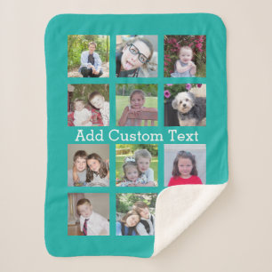 12枚の写真 – Instagramコラージュ（青） シェルパブランケット