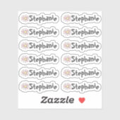 12枚セットの小さなデイジーの名前ラベル シール (シート)