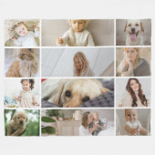 12枚フォトコラージュ家族カスタム フリースブランケット (正面(横))