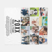 12枚フォトコラージュ 家族の一年を振り返る モダン フリースブランケット (正面(横))