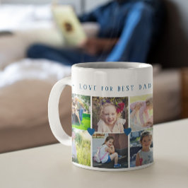 12枚フォトコラージュ LOVE for BEST DAD ネイビースクリプト コーヒーマグカップ