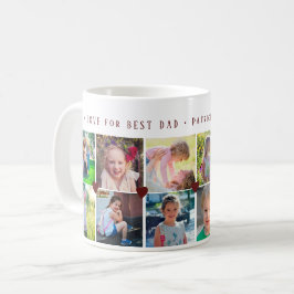 12枚フォトコラージュ LOVE for BEST DAD ワインレッドスクリプト コーヒーマグカップ