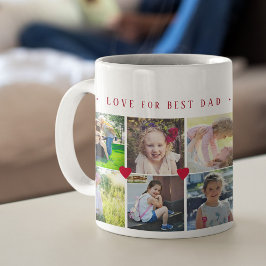 12枚フォトコラージュ LOVE for BEST DAD 赤文字 コーヒーマグカップ