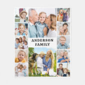 12枚ユニーク写真コラージュかわいいシンプル家族 フリースブランケット (正面)