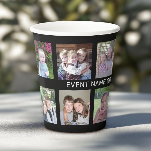 12正方形フォトコラージグリッドイベントまたはファミリ名 紙コップ