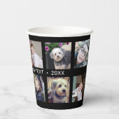 12正方形フォトコラージグリッドイベントまたはファミリ名 紙コップ (裏面)