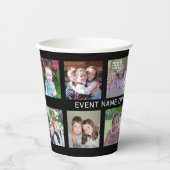 12正方形フォトコラージグリッドイベントまたはファミリ名 紙コップ (正面)