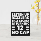 12歳おもしろいの誕生日シャツ – Rizz、Sigma、Br カード (黄色い花)