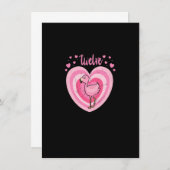 12歳かわいいフラミンゴ誕生日女子12日B日 招待状 (正面/裏面)