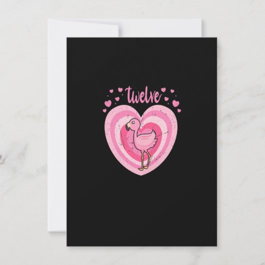 12歳かわいいフラミンゴ誕生日女子12日B日 招待状 (正面)