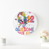 12歳のギフト女の子10代ダビングUnicorn 12日 ラージ壁時計 (ホーム)