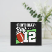 12歳のサッカーパーティテーマ 12歳の誕生日男子 ポストカード (スタンド正面)