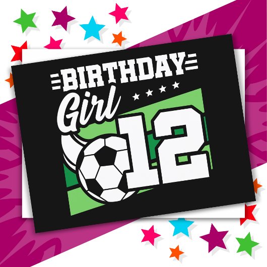 12歳のサッカーフットボール 12歳の誕生日 女の子 ポストカード