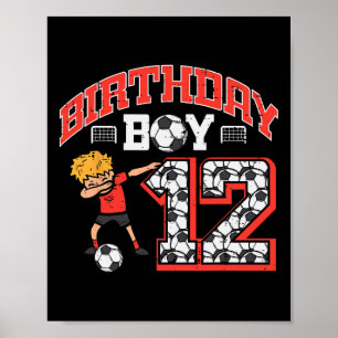 12歳のサッカー好きな男の子のためのお誕生日おめでとうグッズ ダブポーズ ポスター