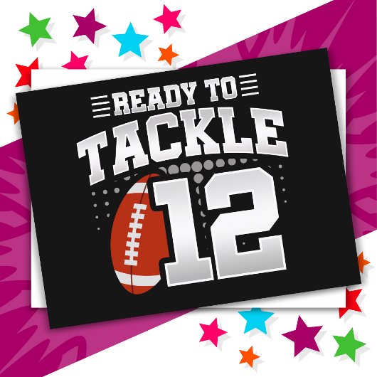 12歳のタックルフットボールパーティー 12歳の誕生日 ポストカード
