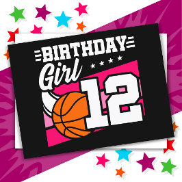 12歳のバスケットボールパーティー 12歳の誕生日ガール ポストカード