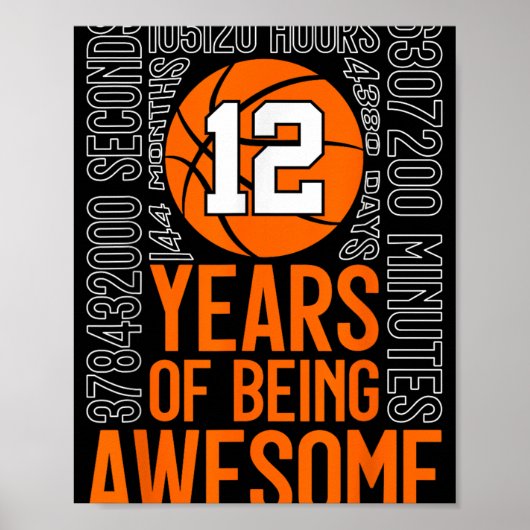 12歳のバスケットボール素晴らし12誕生日 ポスター (正面)
