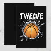 12歳のバスケットボール誕生日パーティー 12歳の男子 招待状 (正面/裏面)