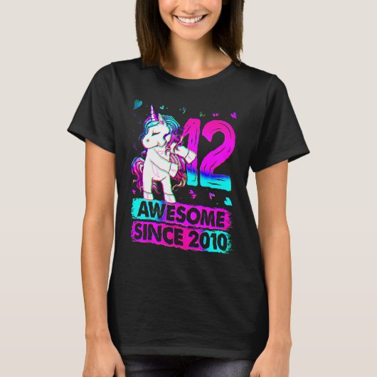 12歳のユニコーン フロッシング 12歳の誕生日 ユニコーン Tシャツ (正面)